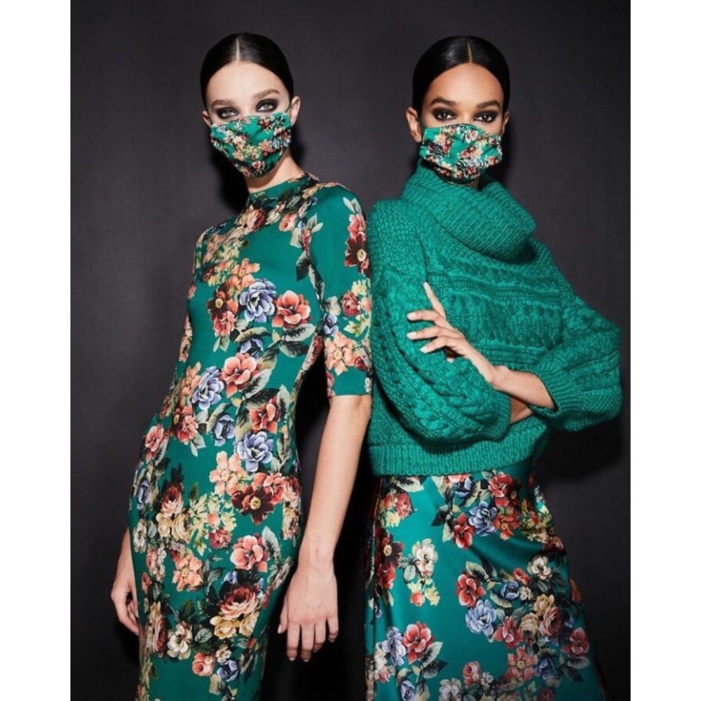 New Alice + Olivia Floral Jersey Face-mask - Green